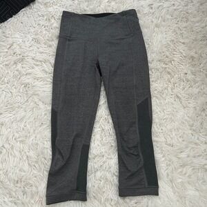 Lululemon Athletic‎ Cropped Leggings High Waist Yoga Pants Workout Gray